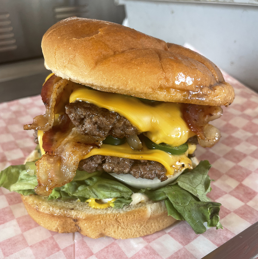 Burger and basket